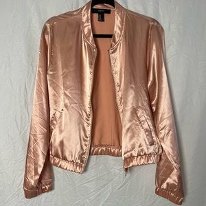 Blush satin bomber jacket
